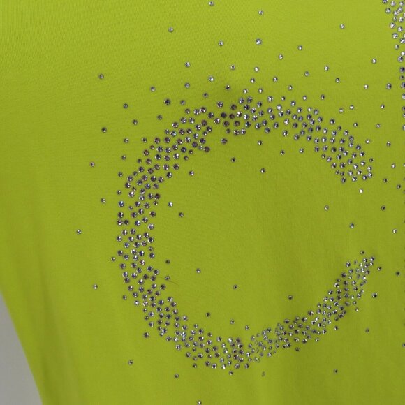Calvin Klein Womens Large Yellow Green White Rhinestone Bling Tee T Shirt Dress - Picture 4 of 14